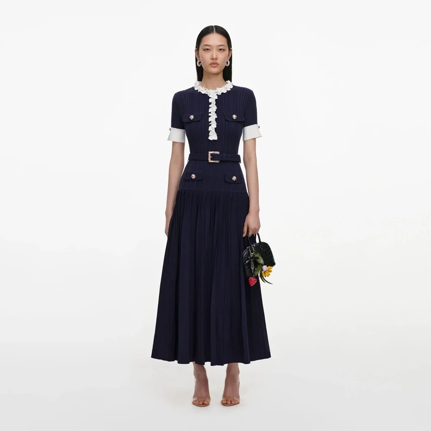 Navy Rib Knit Midi Dress Navy Rib Knit Midi Dress