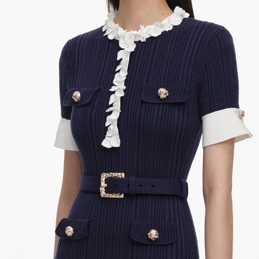 Navy Rib Knit Midi Dress Navy Rib Knit Midi Dress