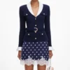 Navy Ribbed Knit Cardigan