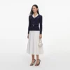 Navy Ribbed Knit Contrast Midi Dress Navy Ribbed Knit Contrast Midi Dress