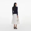 Navy Ribbed Knit Contrast Midi Dress Navy Ribbed Knit Contrast Midi Dress