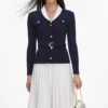 Navy Ribbed Knit Contrast Midi Dress Navy Ribbed Knit Contrast Midi Dress