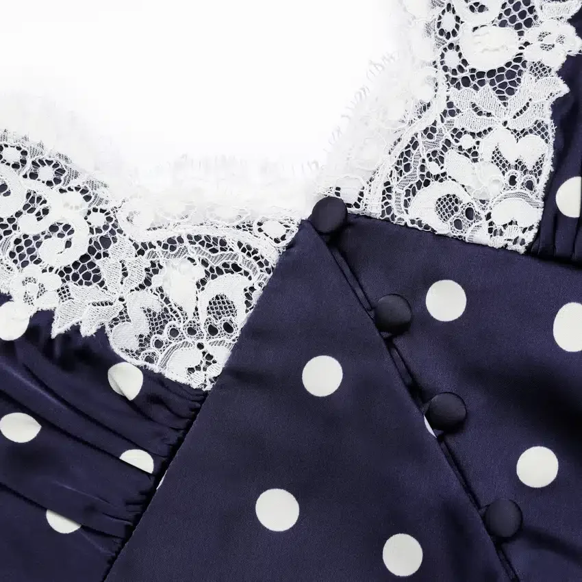 Navy Satin Polka Dot Midi Dress Navy Satin Polka Dot Midi Dress