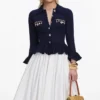 Navy Shell Embellished Cardigan
