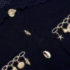 Navy Shell Embellished Cardigan