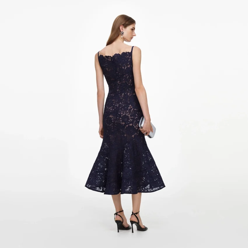 Navy Spiral Lace Midi Dress Navy Spiral Lace Midi Dress