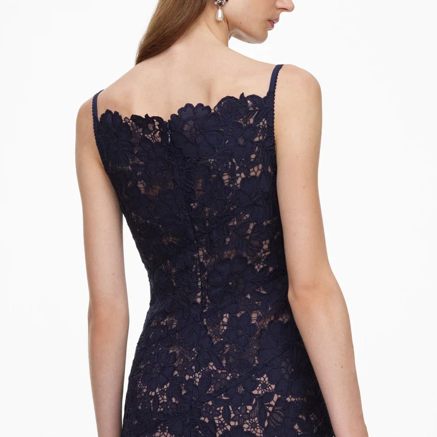 Navy Spiral Lace Midi Dress Navy Spiral Lace Midi Dress