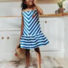 Navy Stripe Cherry Motif Dress Navy Stripe Cherry Motif Dress