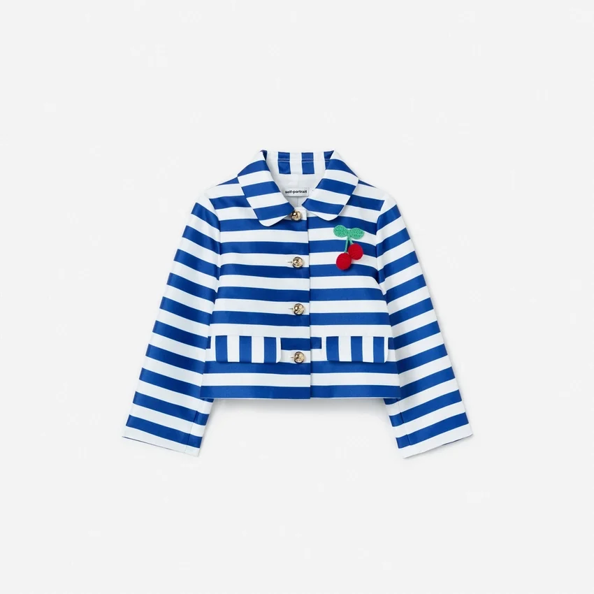 Navy Stripe Cherry Motif Jacket Navy Stripe Cherry Motif Jacket
