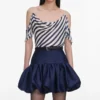 Navy Stripe Georgette Top