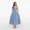 Navy Stripe Taffeta Midi Dress Navy Stripe Taffeta Midi Dress