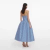 Navy Stripe Taffeta Midi Dress Navy Stripe Taffeta Midi Dress