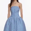 Navy Stripe Taffeta Midi Dress Navy Stripe Taffeta Midi Dress