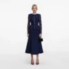Navy Tailored Lace Midi Dress