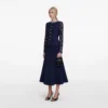Navy Tailored Lace Midi Dress