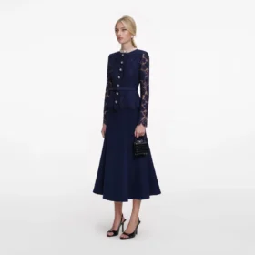 Navy Tailored Lace Midi Dress Navy Tailored Lace Midi Dress