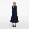 Navy Tailored Lace Midi Dress