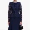 Navy Tailored Lace Midi Dress
