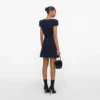 Navy Textured Boucle Mini Dress