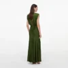 Olive Jersey Gathered Maxi Dress