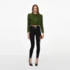 Olive Jersey Gathered Top