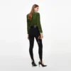 Olive Jersey Gathered Top