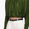 Olive Jersey Gathered Top