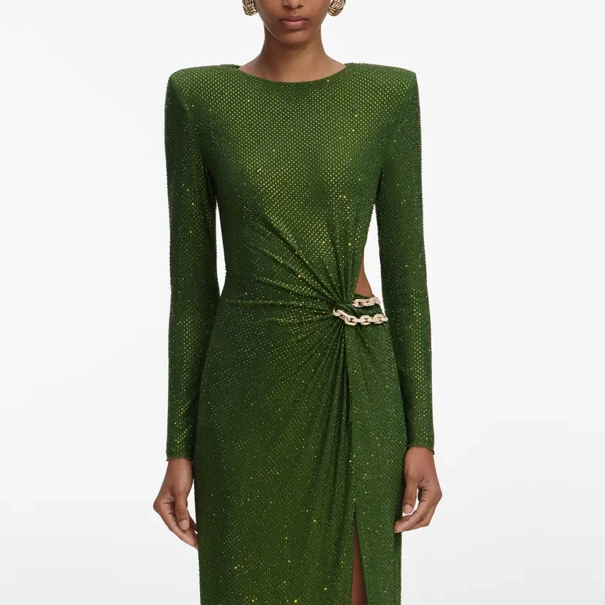 Olive Rhinestone Embellished Maxi Dress Olive Rhinestone Embellished Maxi Dress