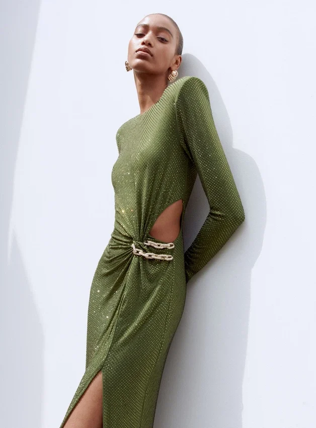 Olive Rhinestone Embellished Maxi Dress Olive Rhinestone Embellished Maxi Dress