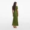 Olive Rhinestone Mesh Midi Dress
