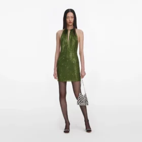 Olive Rhinestone Mini Dress