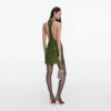 Olive Rhinestone Mini Dress