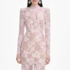 Pale Pink Rhinestone Lace Maxi Dress