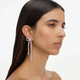 Pearl Bow Dangle Earrings