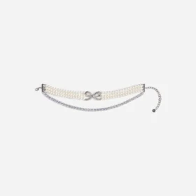 Pearl Crystal Bow Choker