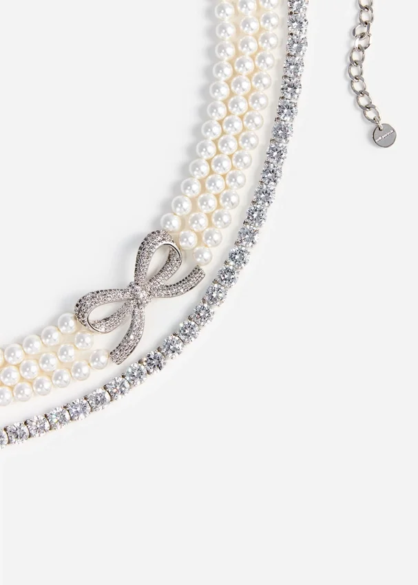 Pearl Crystal Bow Choker Pearl Crystal Bow Choker