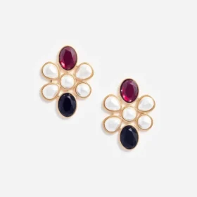 Pearl Crystal Cluster Earrings