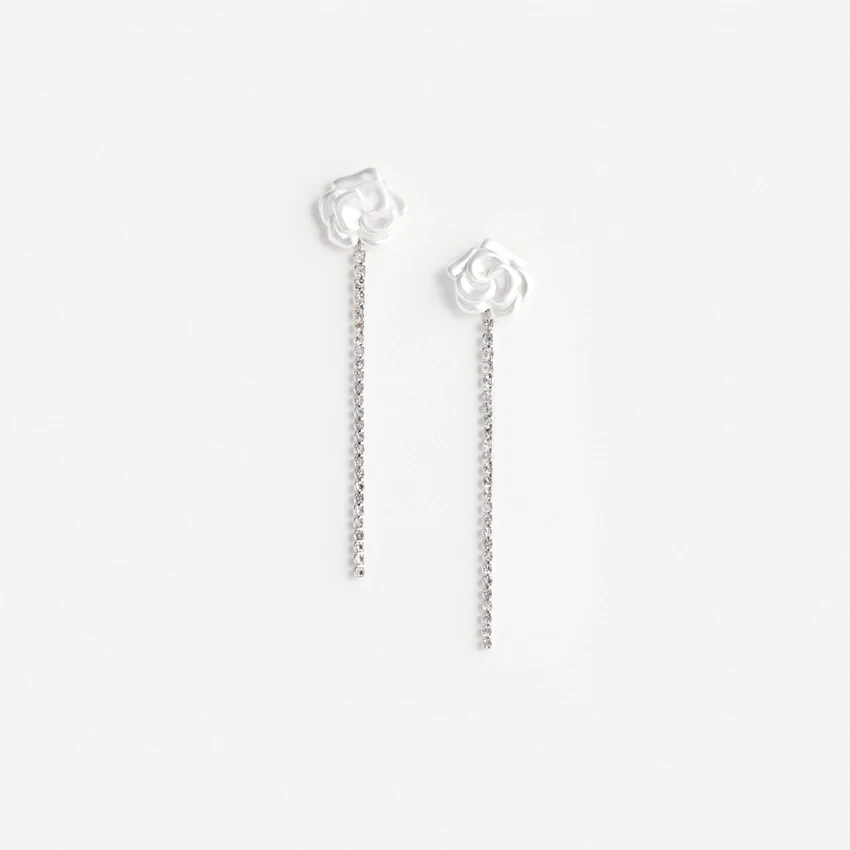 Pearl Flower Crystal Droplet Earring Pearl Flower Crystal Droplet Earring