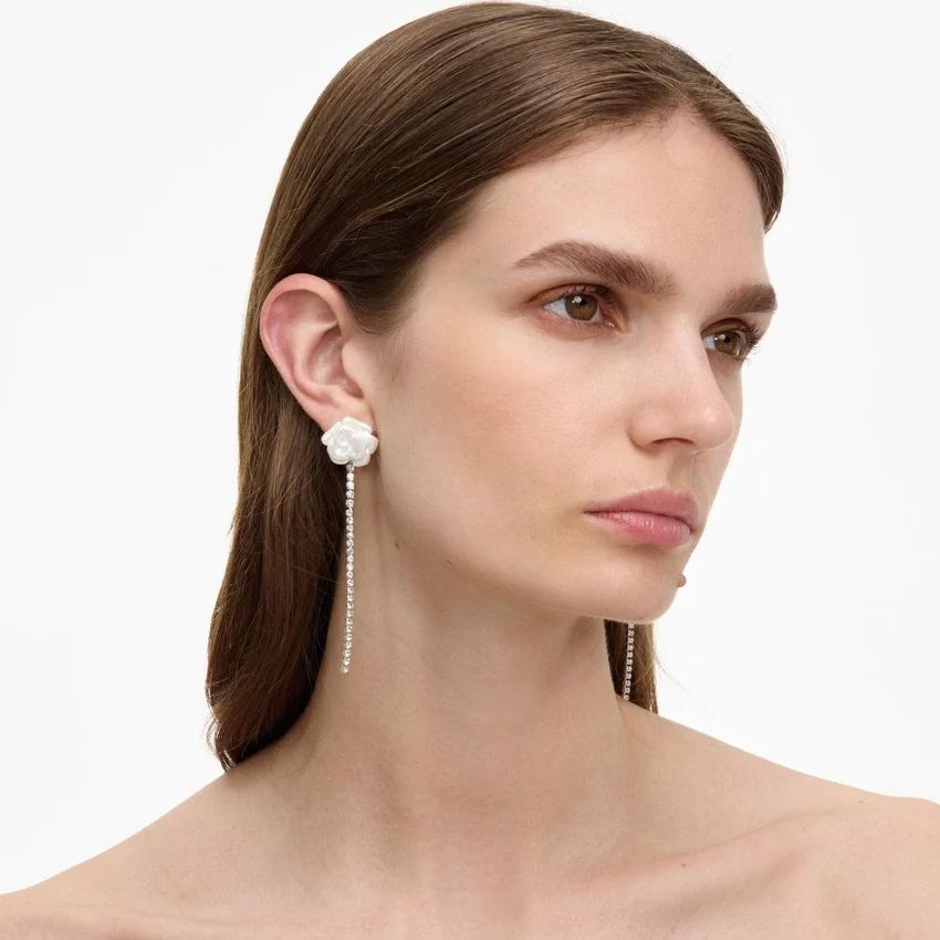 Pearl Flower Crystal Droplet Earring Pearl Flower Crystal Droplet Earring