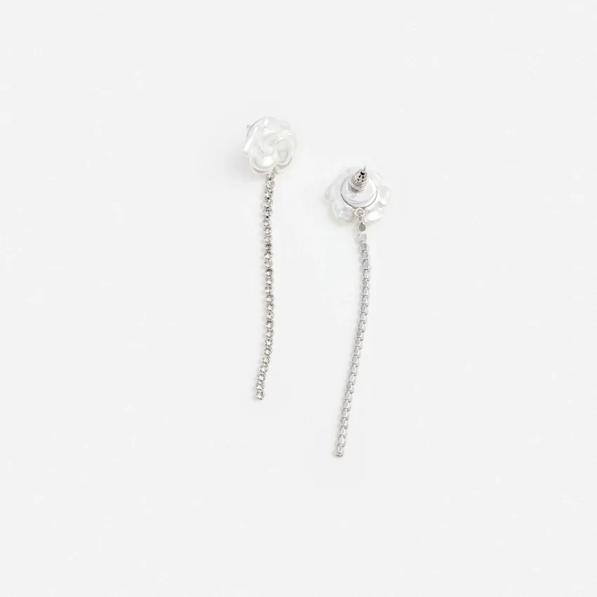 Pearl Flower Crystal Droplet Earring Pearl Flower Crystal Droplet Earring