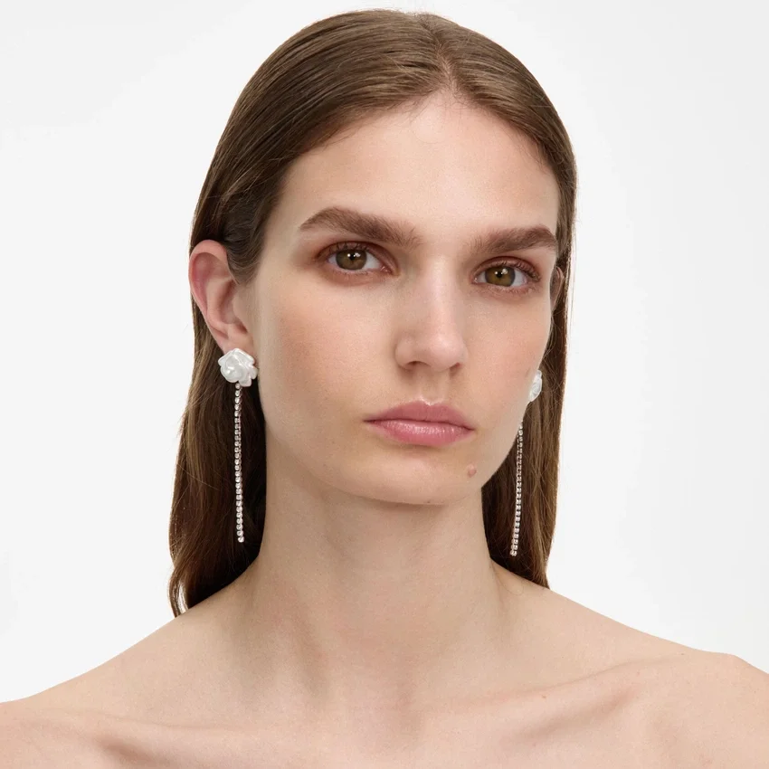 Pearl Flower Crystal Droplet Earring Pearl Flower Crystal Droplet Earring