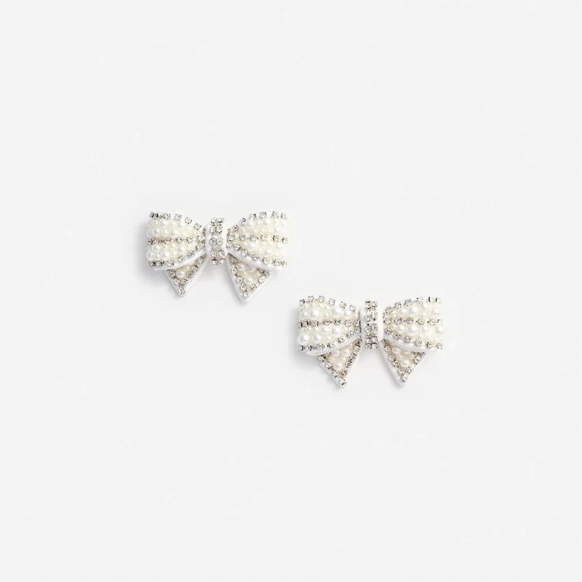 Pearl Satin Bow Earrings Pearl Satin Bow Earrings