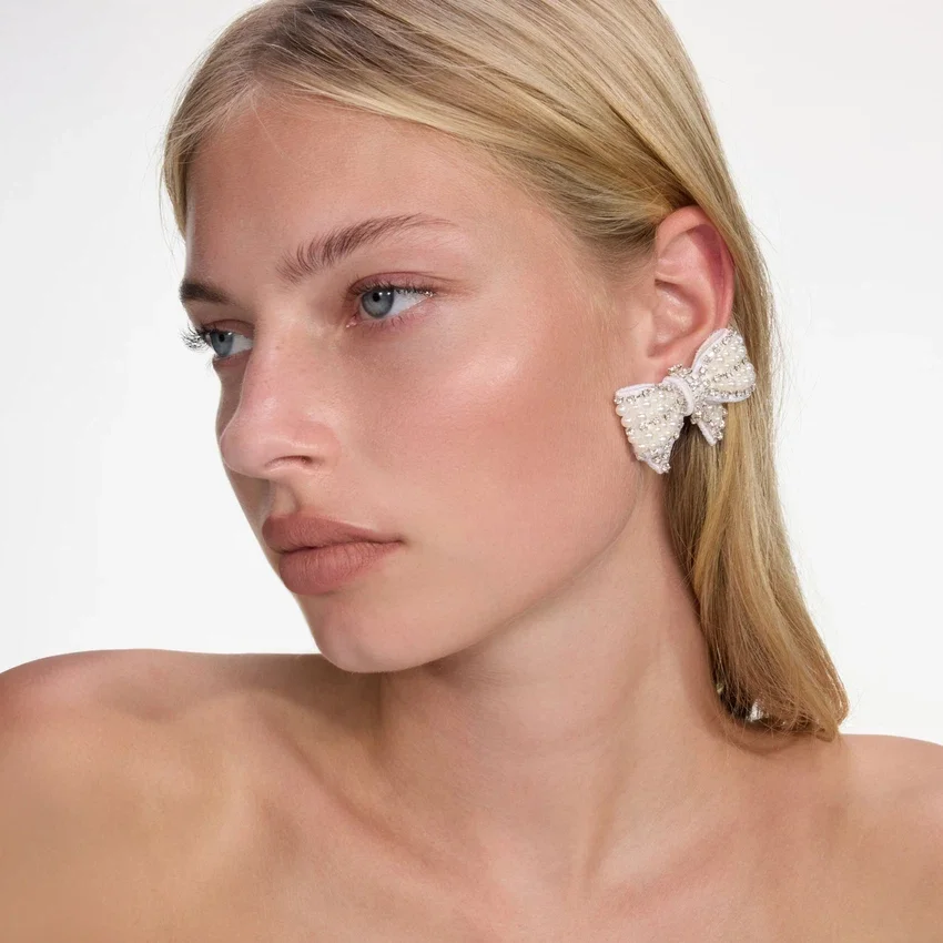 Pearl Satin Bow Earrings Pearl Satin Bow Earrings