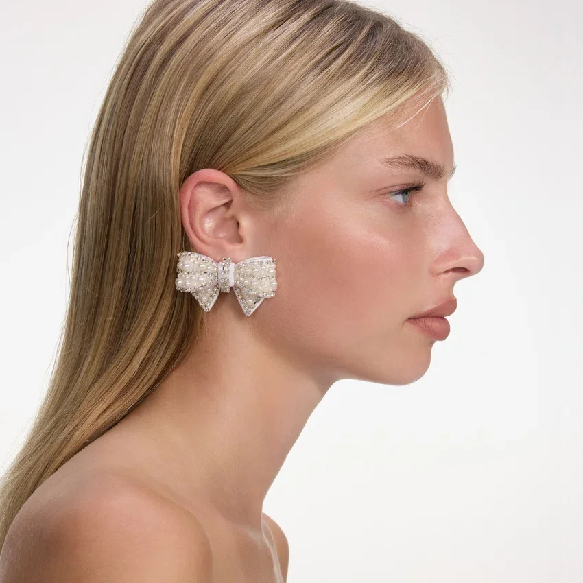Pearl Satin Bow Earrings Pearl Satin Bow Earrings