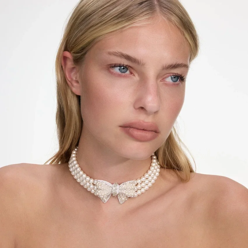 Pearl Satin Bow Necklace Pearl Satin Bow Necklace
