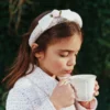 Pink Boucle Lace Bow Head Band