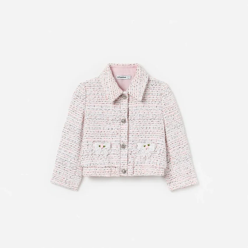 Pink Boucle Lace Bow Jacket Pink Boucle Lace Bow Jacket