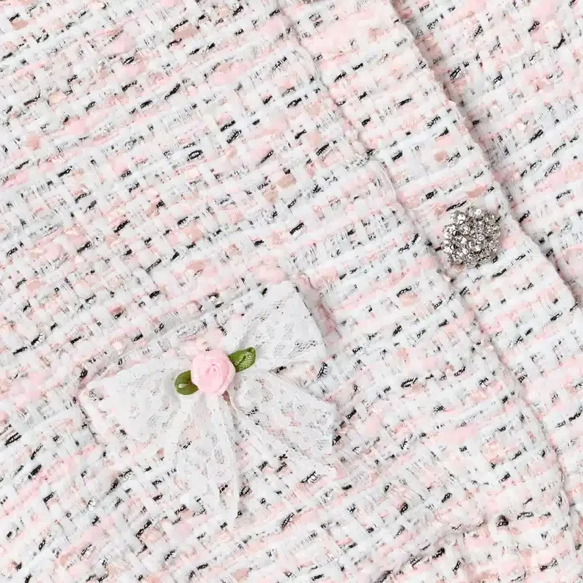 Pink Boucle Lace Bow Jacket Pink Boucle Lace Bow Jacket