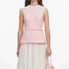 Pink Boucle Lace Collar Midi Dress