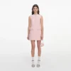 Pink Boucle Lace Collar Mini Dress